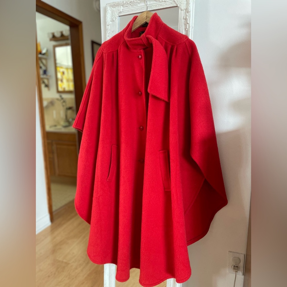 Vintage Red Wool Cape by Electre